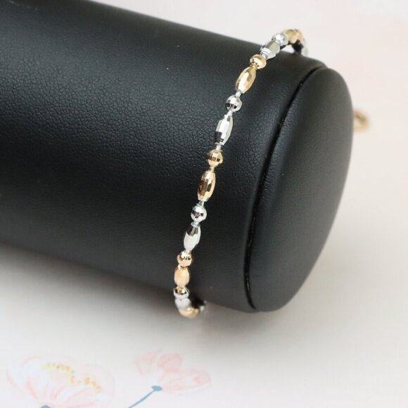 "Dual-Tone Beaded Rose Gold & Silver Bracelet with Adjustable Fit, XPBL0777 - Picture 11 of 12